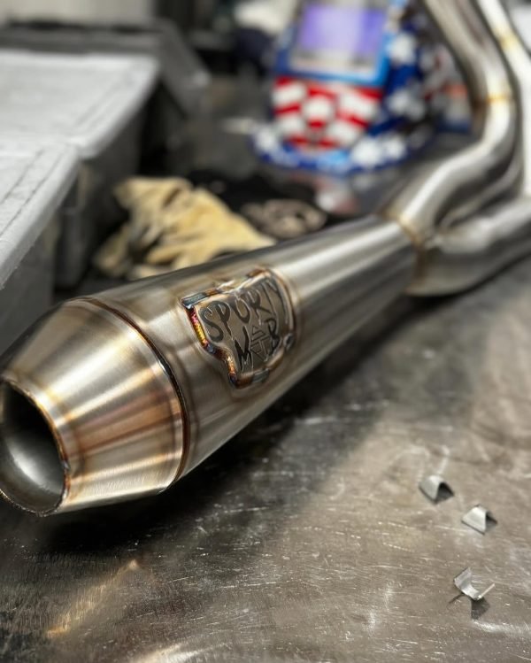 Harley Sportster Exhaust (Sporty Mob x SPC badge Exhaust) - Image 5