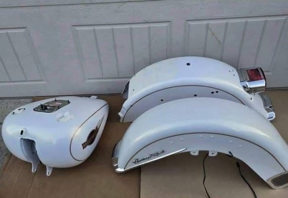 2004 to 2010 Harley Davidson Heritage Softail OEM Fuel Gas Tank Fender Set - Image 5